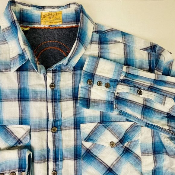 Jaghs Steel Button Down Blue Plaid Long Sleeve Dress‎ Shirt Men’s XXL EXCELLENT - Picture 1 of 8